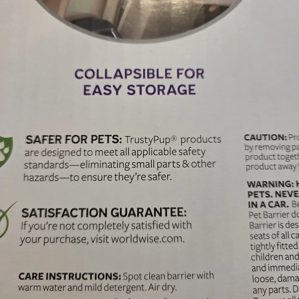 Trusty Pup NWT Black Mesh Car Pet Barrier Easy to Install Folds For Storage
